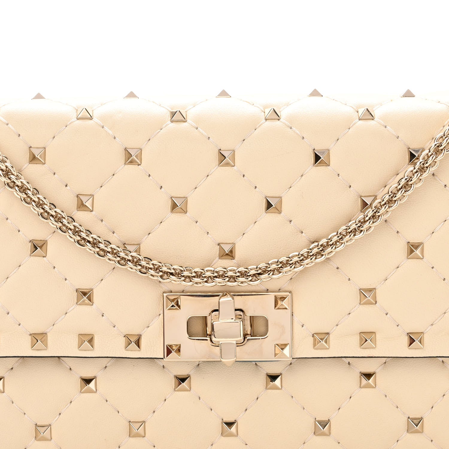 Valentino Garavani Nappa Rockstud Spike Wallet on Chain Light Ivory 7 of 9