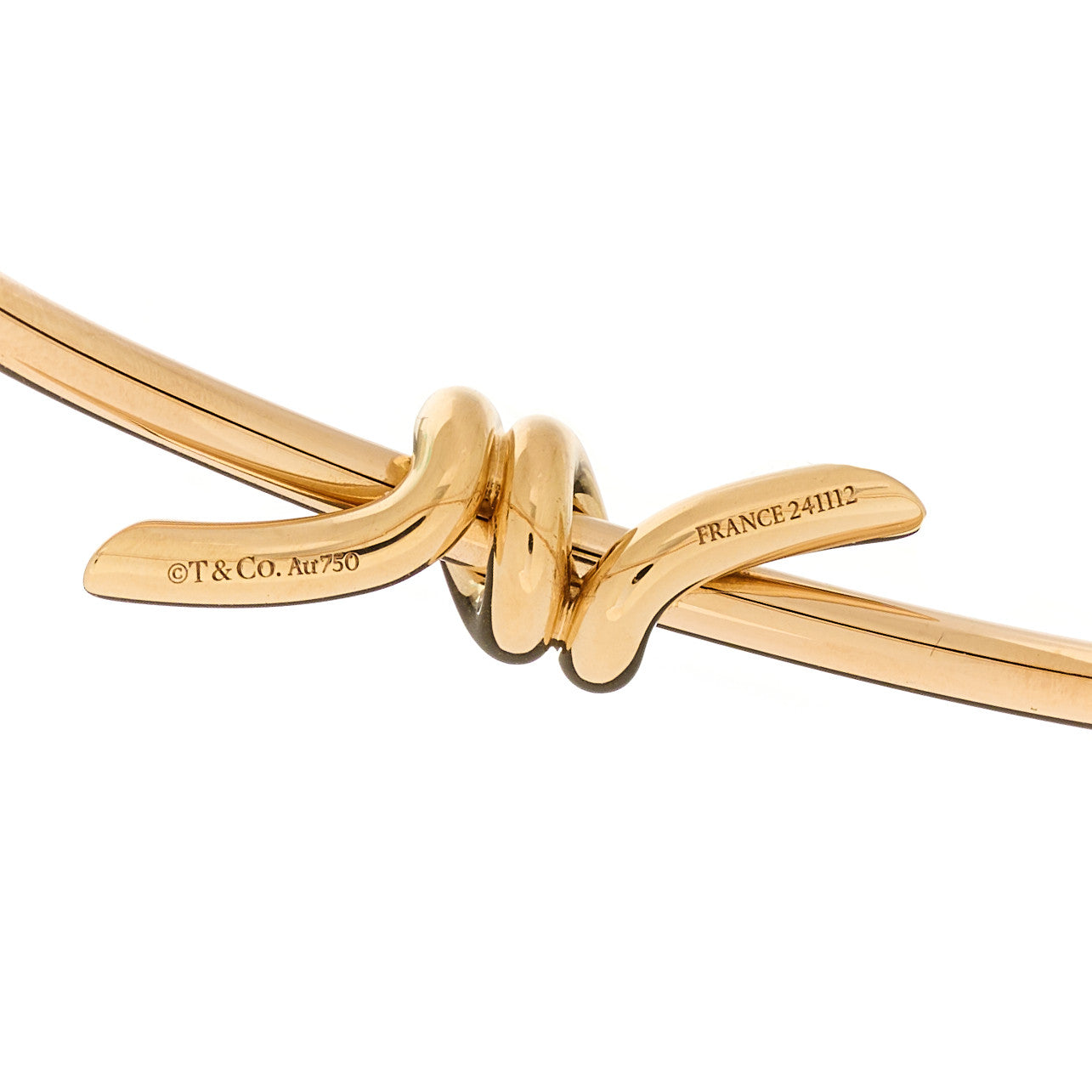 Tiffany 18K Rose Gold Knot Hinged Bangle Bracelet 3 of 4