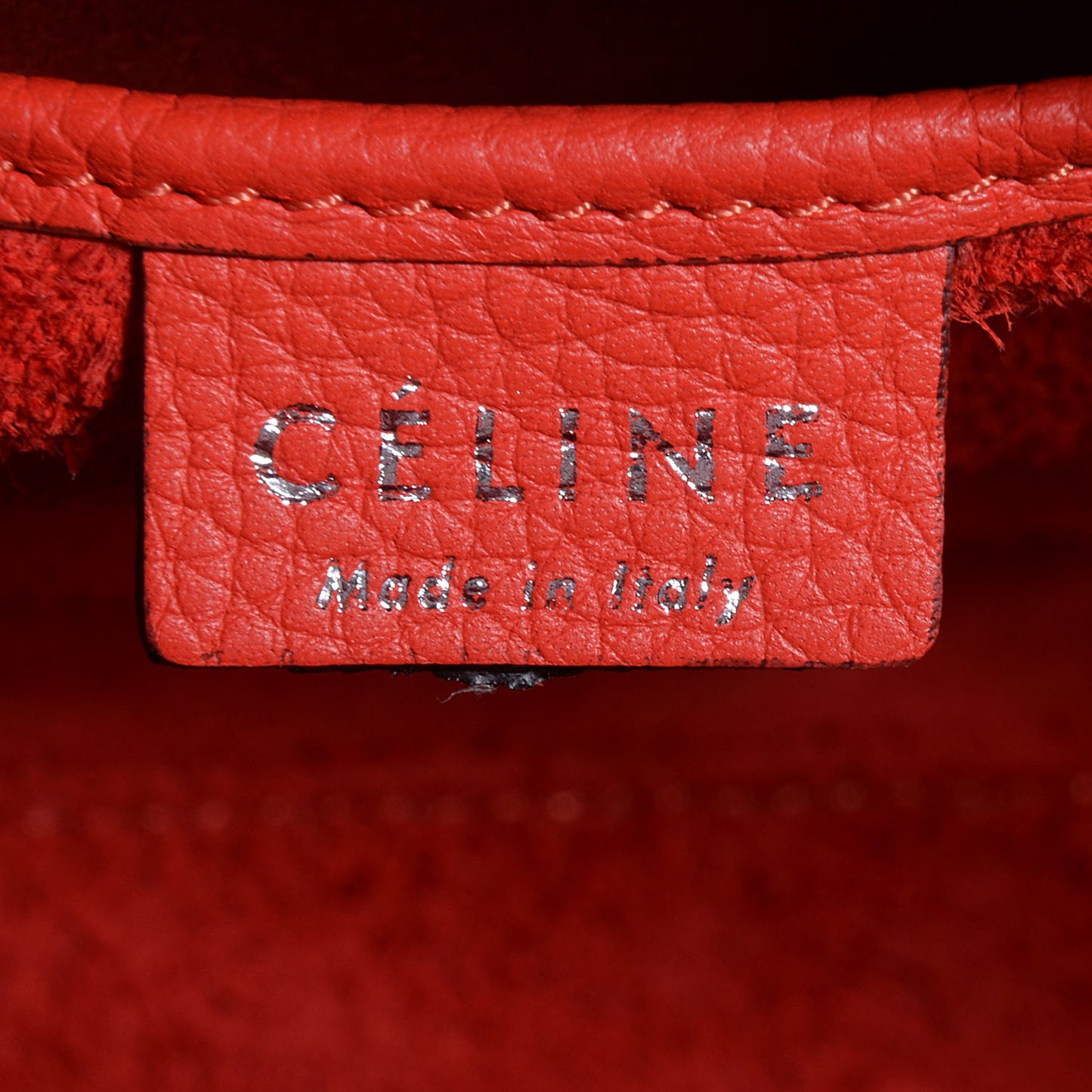 Drummed Calfskin Nano Luggage Vermillion