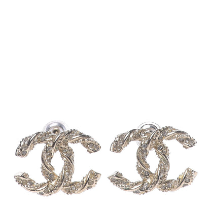 Chanel Crystal Twisted CC Earrings Gold 1 of 5