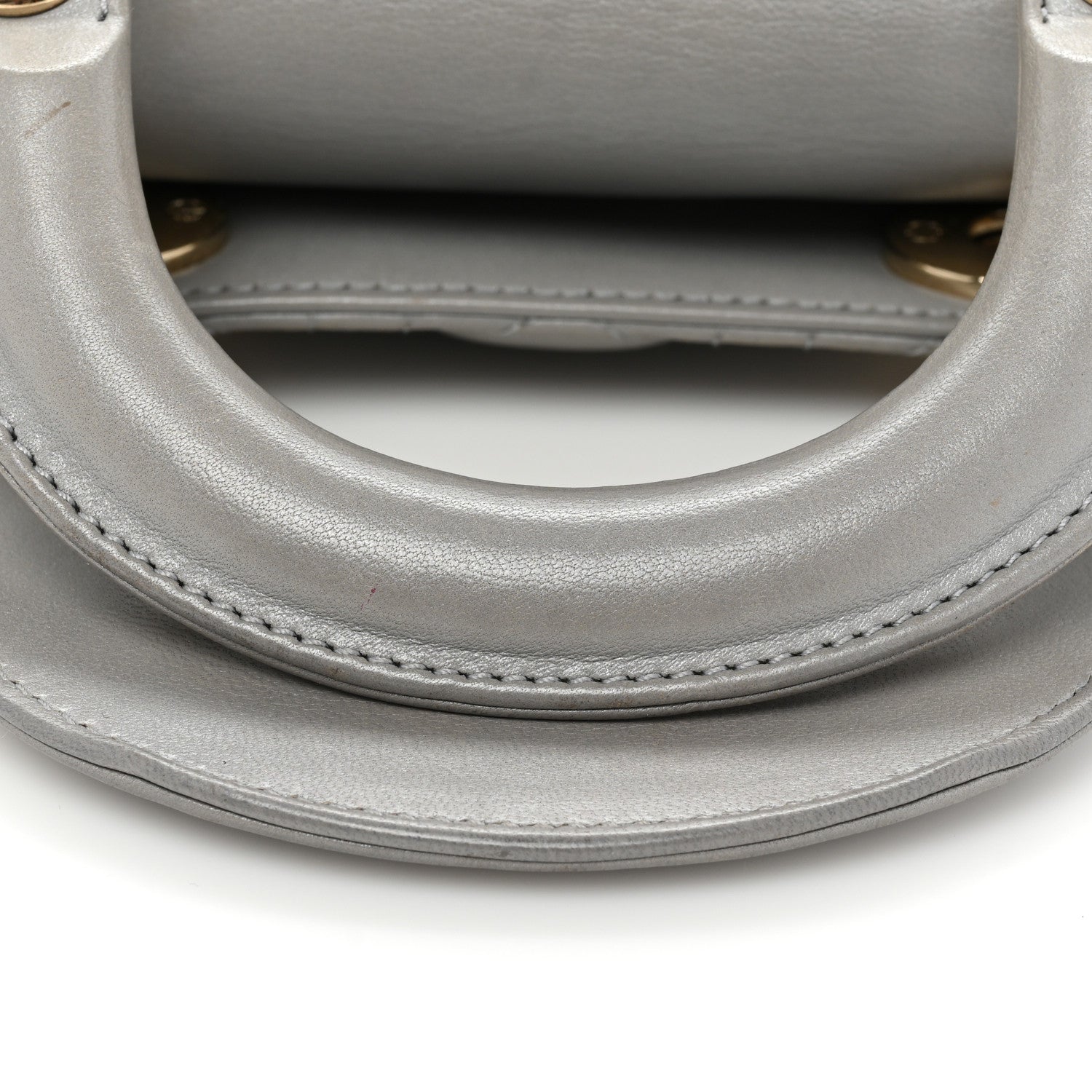 Christian Dior Metallic Lambskin Cannage Mini Lady Dior Grey 16 of 16