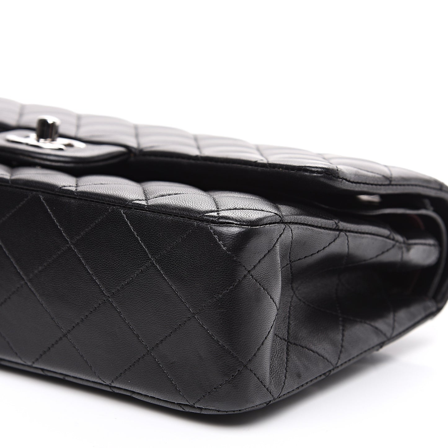Lambskin Quilted Medium Double Flap Black