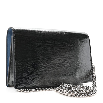 Gucci Textured Patent Bi-color GG Marmont Wallet on Chain  Silver Blue 3 of 9