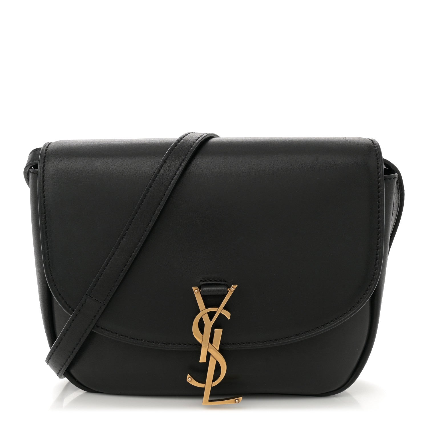 Saint Laurent Smooth Calfskin Monogram Medium Kaia Satchel Black 1 of 12