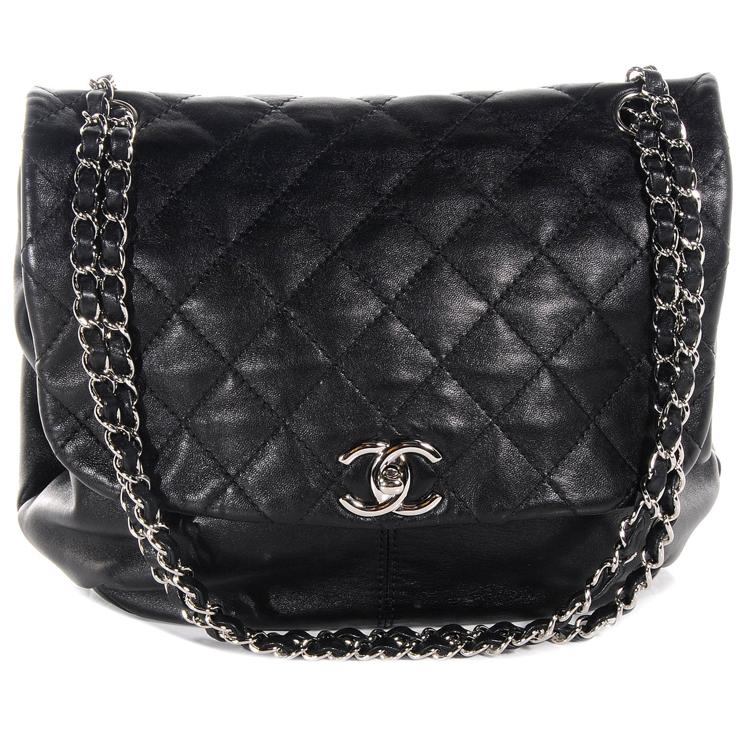 Lambskin Stitched Messenger Black