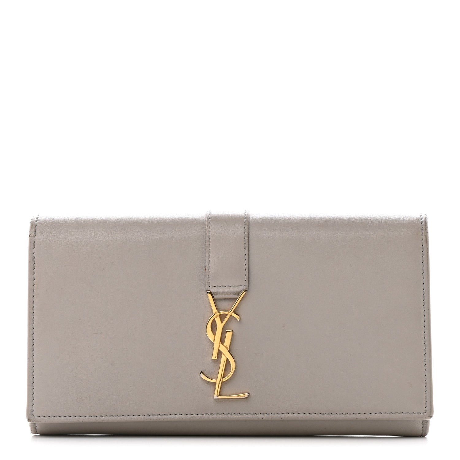 Saint Laurent Calfskin Monogram Large Flap Wallet Grey 1 of 15