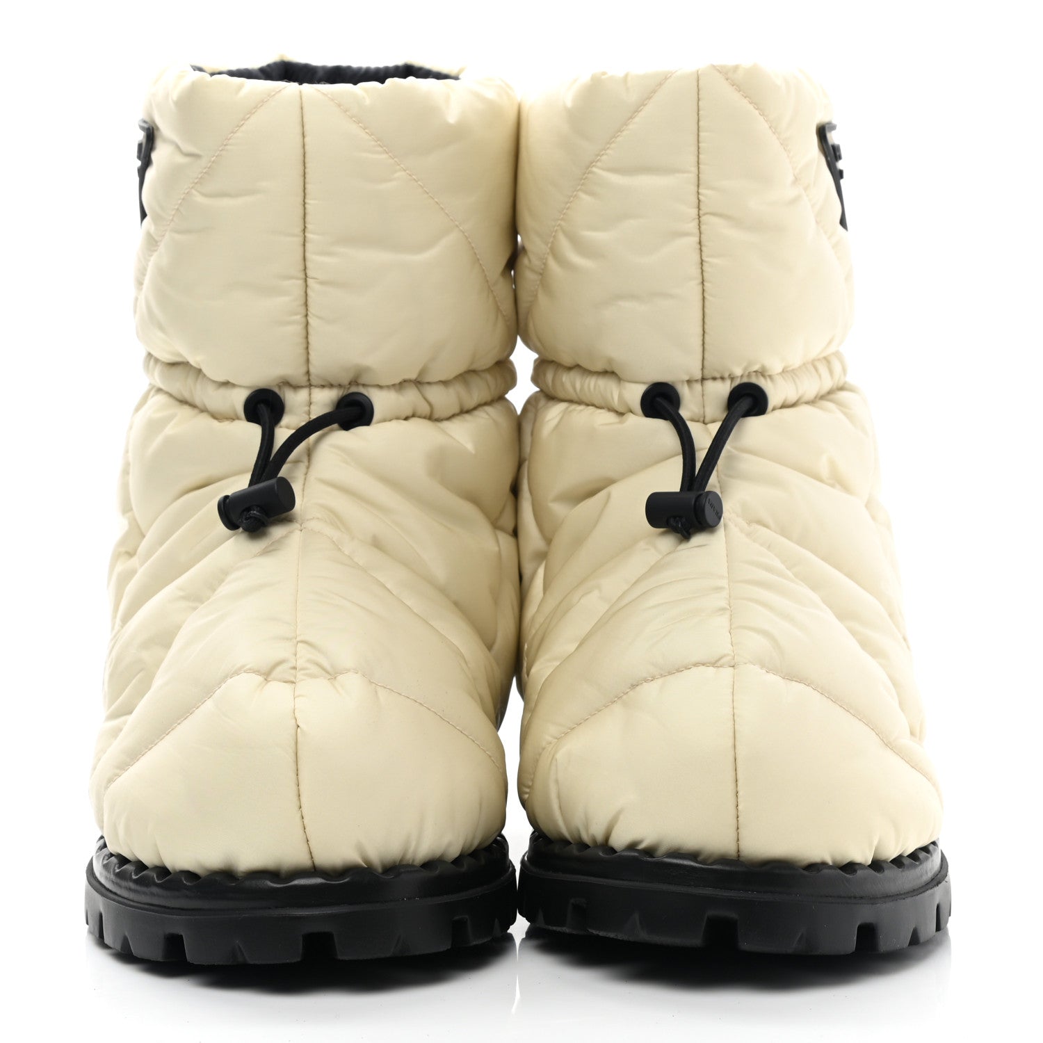 Prada Re-Nylon Piuma Triangle Logo Padded Drawcord 20mm Snow Boots 37 Avorio 2 of 9