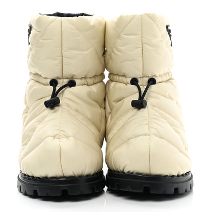 Prada Re-Nylon Piuma Triangle Logo Padded Drawcord 20mm Snow Boots 37 Avorio 2 of 9
