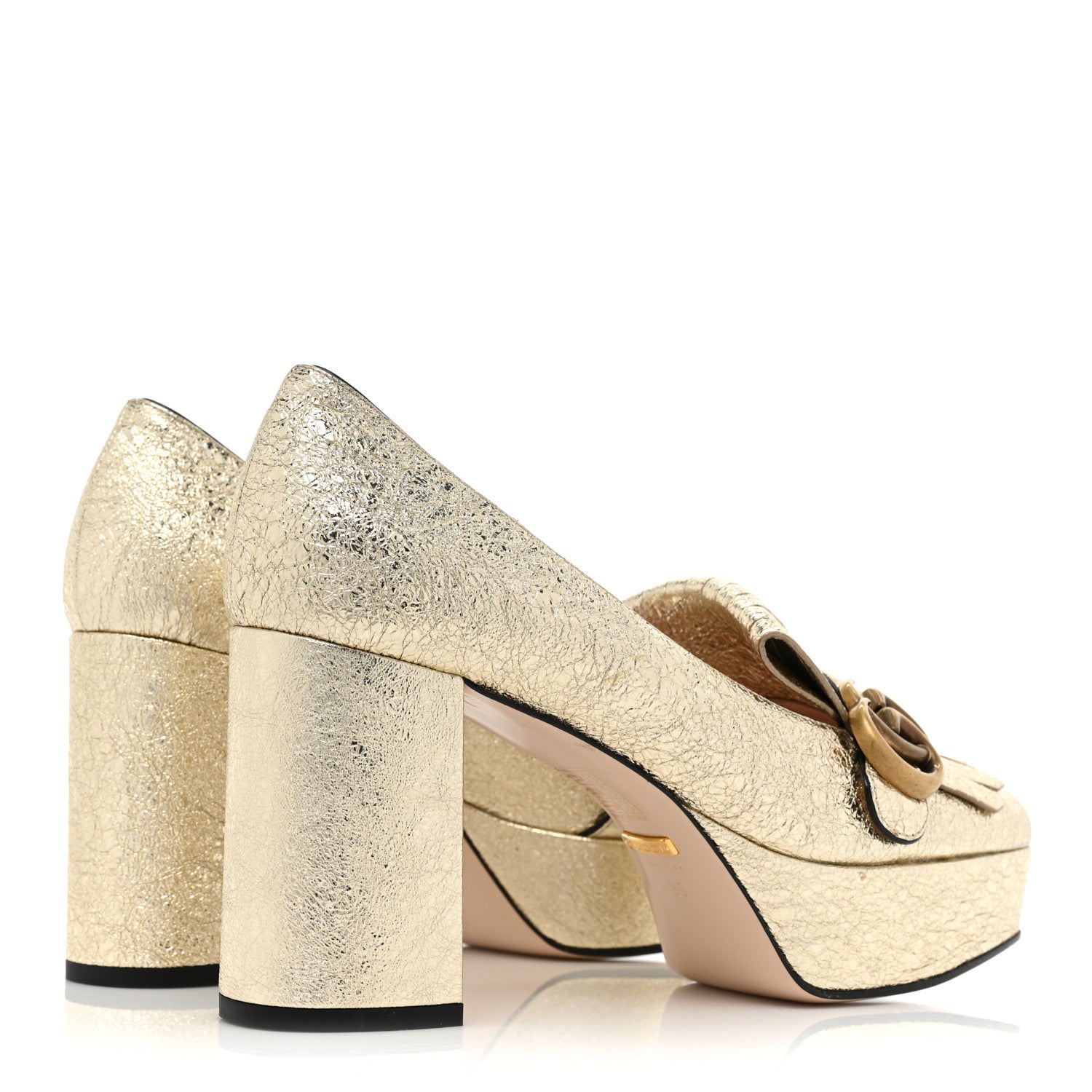 Gucci Galassia GG Marmont Fringe Platform Loafer Pumps 38 Platino 4 of 13
