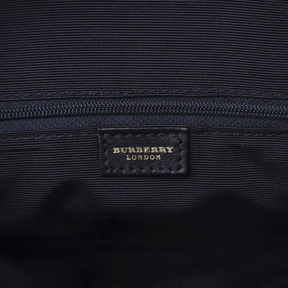 Burberry Signature Grain Calfskin Check Embossed Top Handle Bag Black 6 of 9