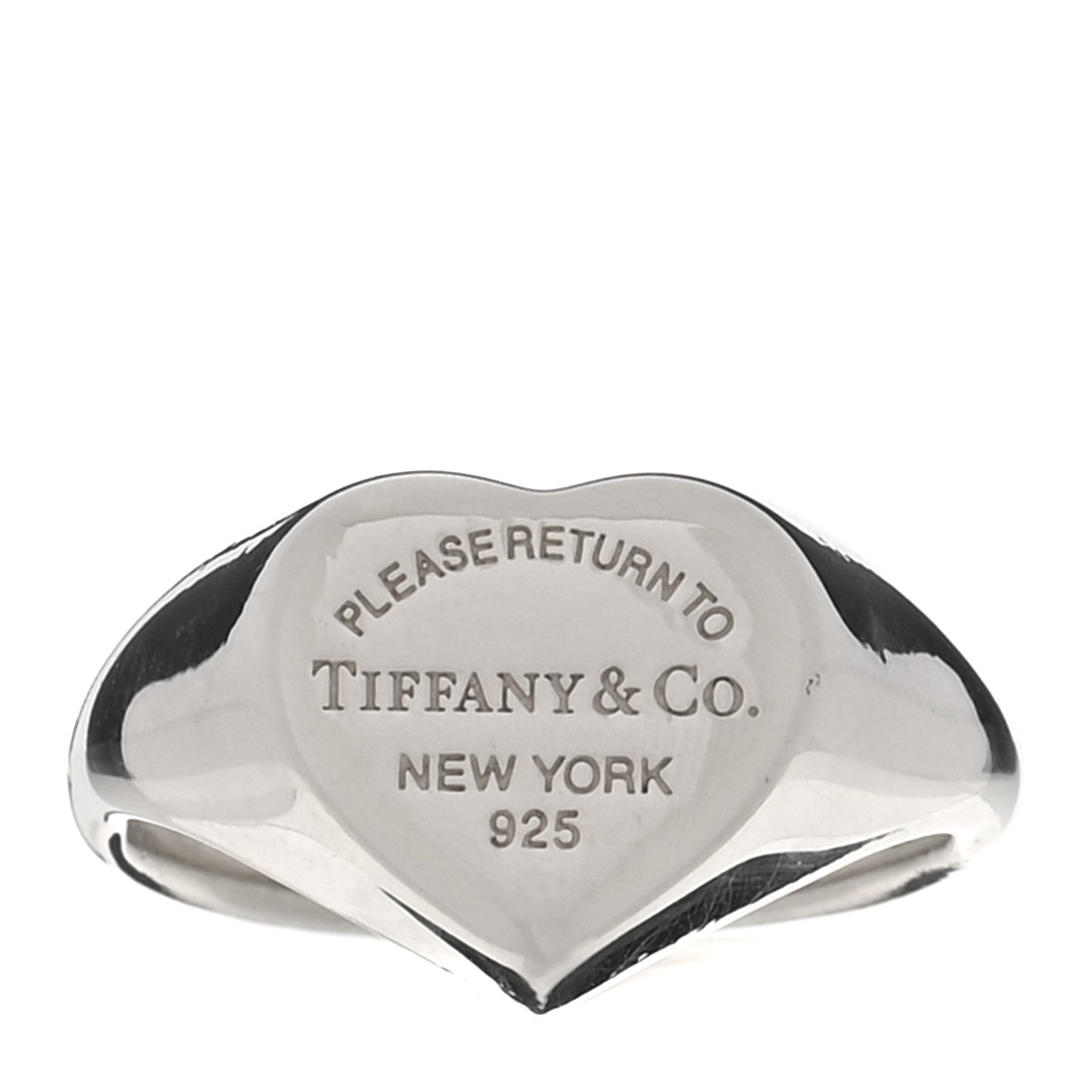 Tiffany Sterling Silver Return to Tiffany Heart Signet Ring 50 5.5 1 of 4