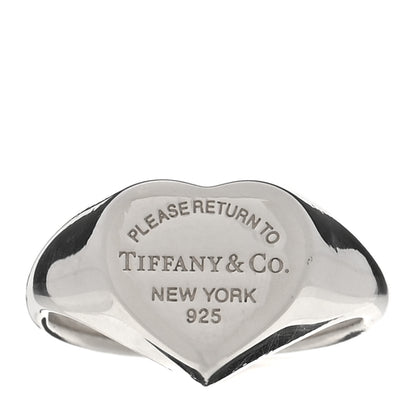 Tiffany Sterling Silver Return to Tiffany Heart Signet Ring 50 5.5 1 of 4