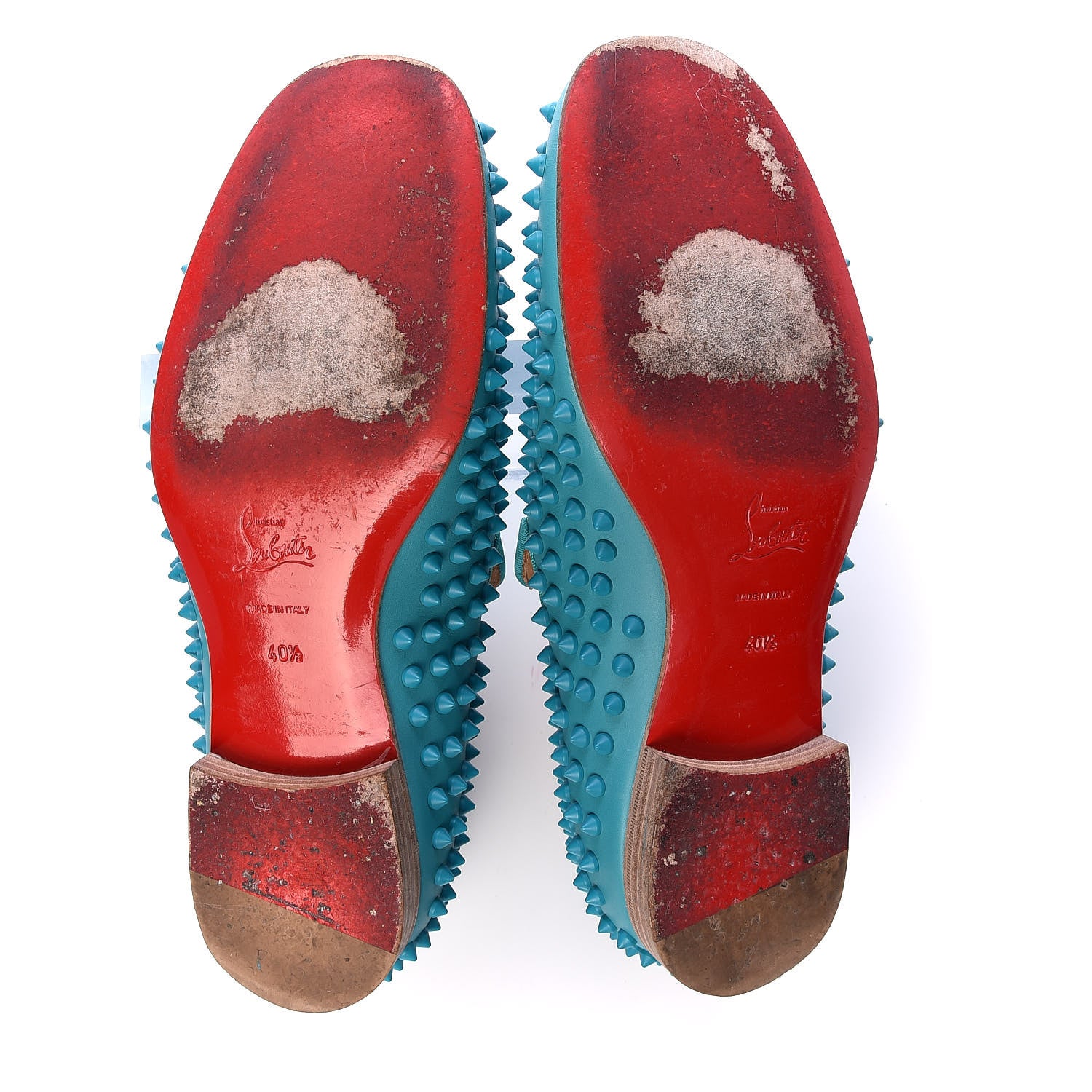 Christian Louboutin Calfskin Mens Rollerboy Spikes Flat Loafers 40.5 Riviera 7 of 15