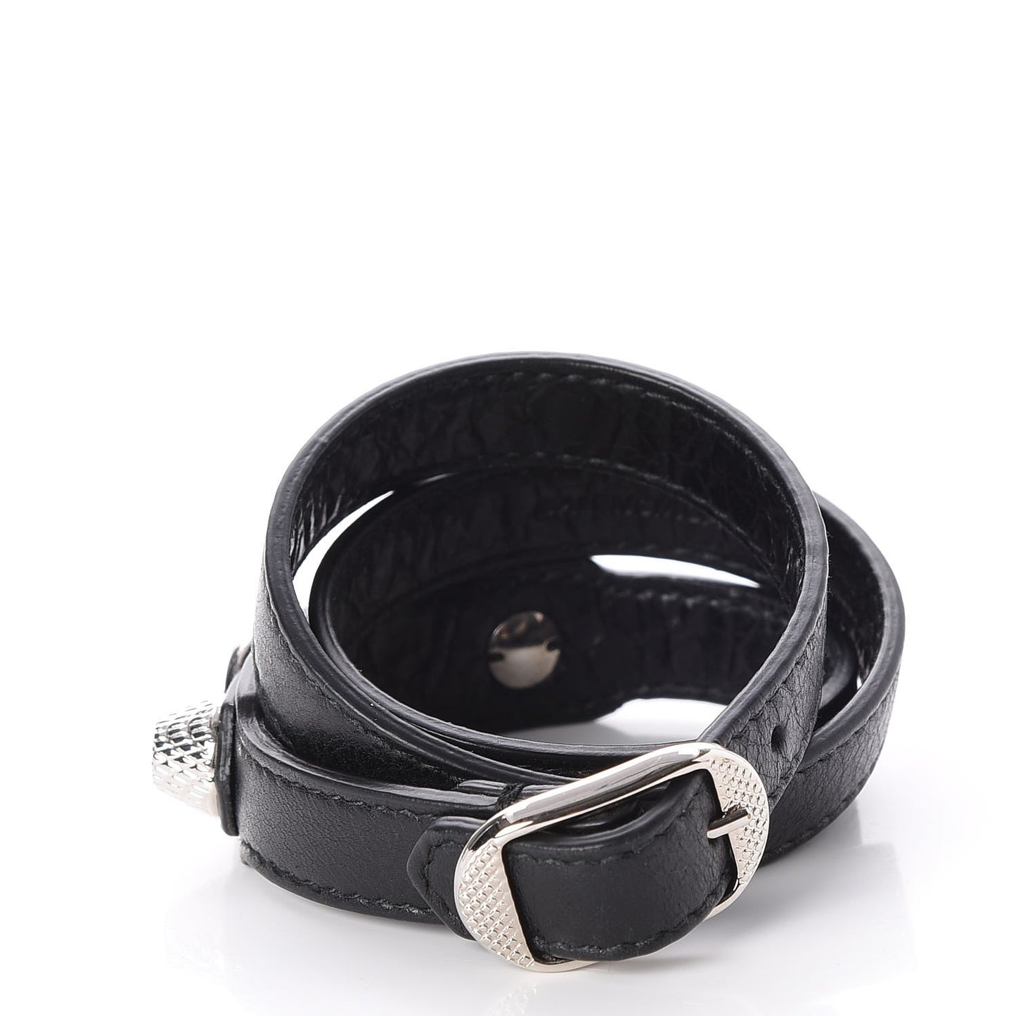 Agneau Giant Silver Hardware Triple Tour M Bracelet Black