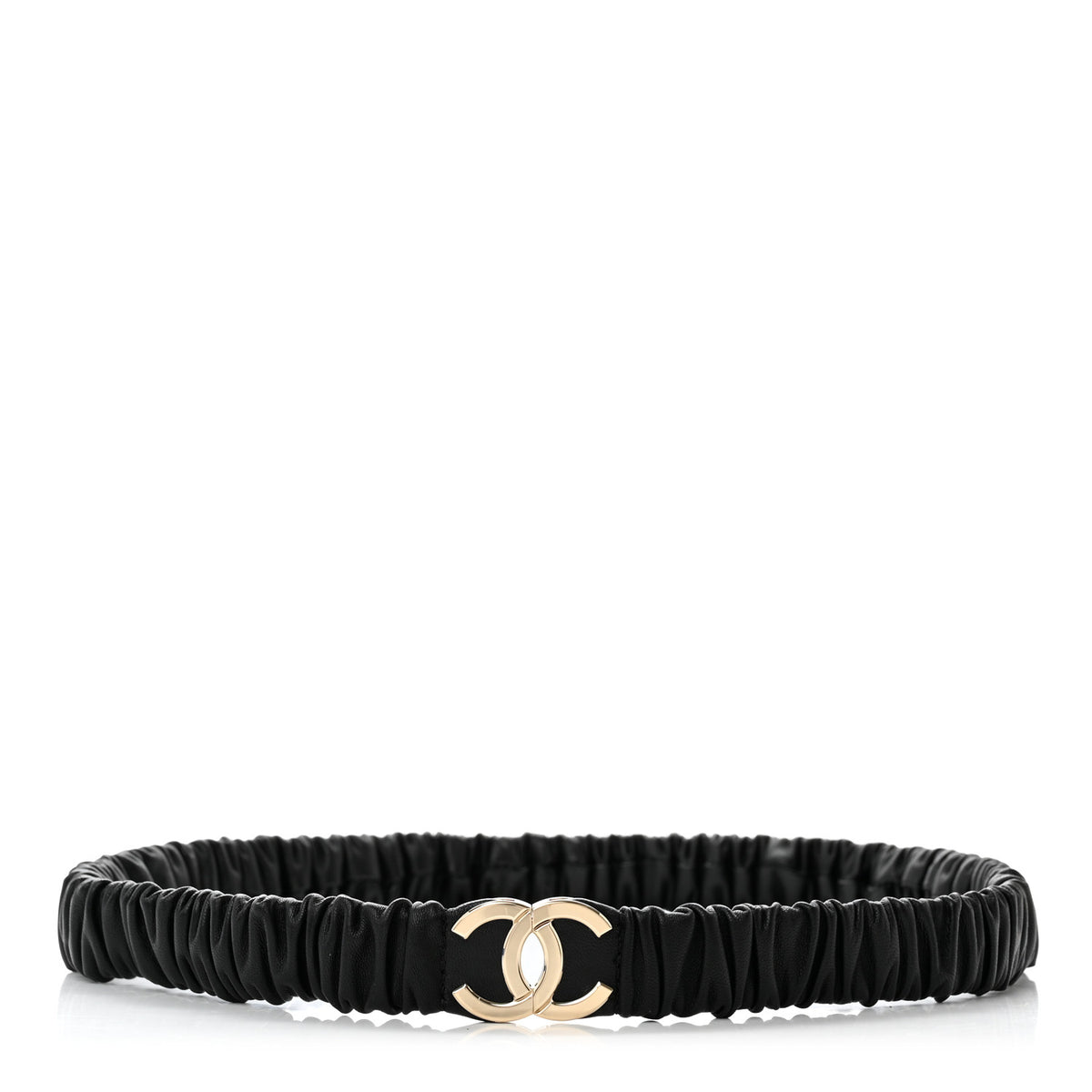 Lambskin Ruched CC Belt 80 32 Black