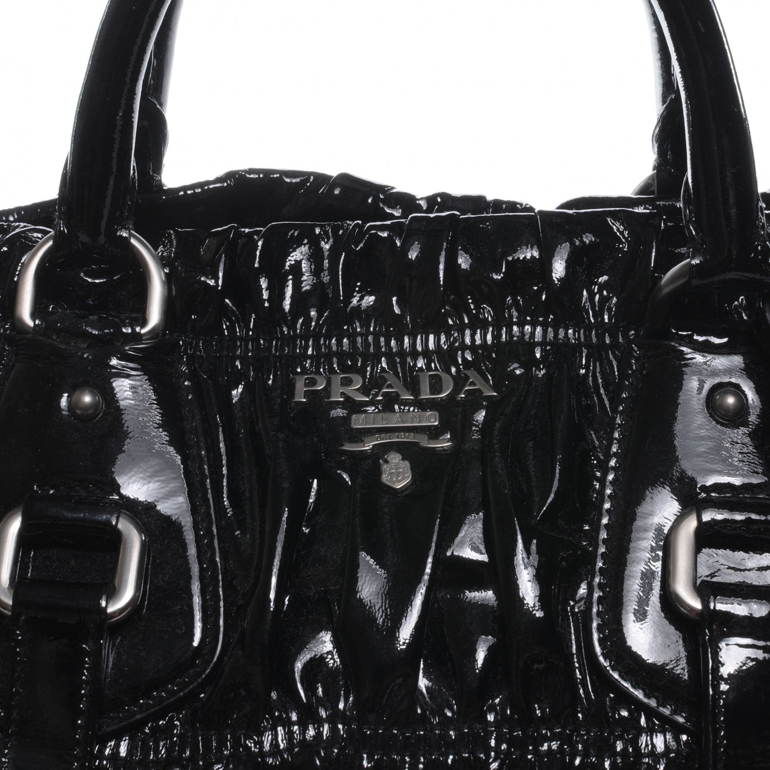 Prada Vernice Gaufre Tote Black 3 of 10