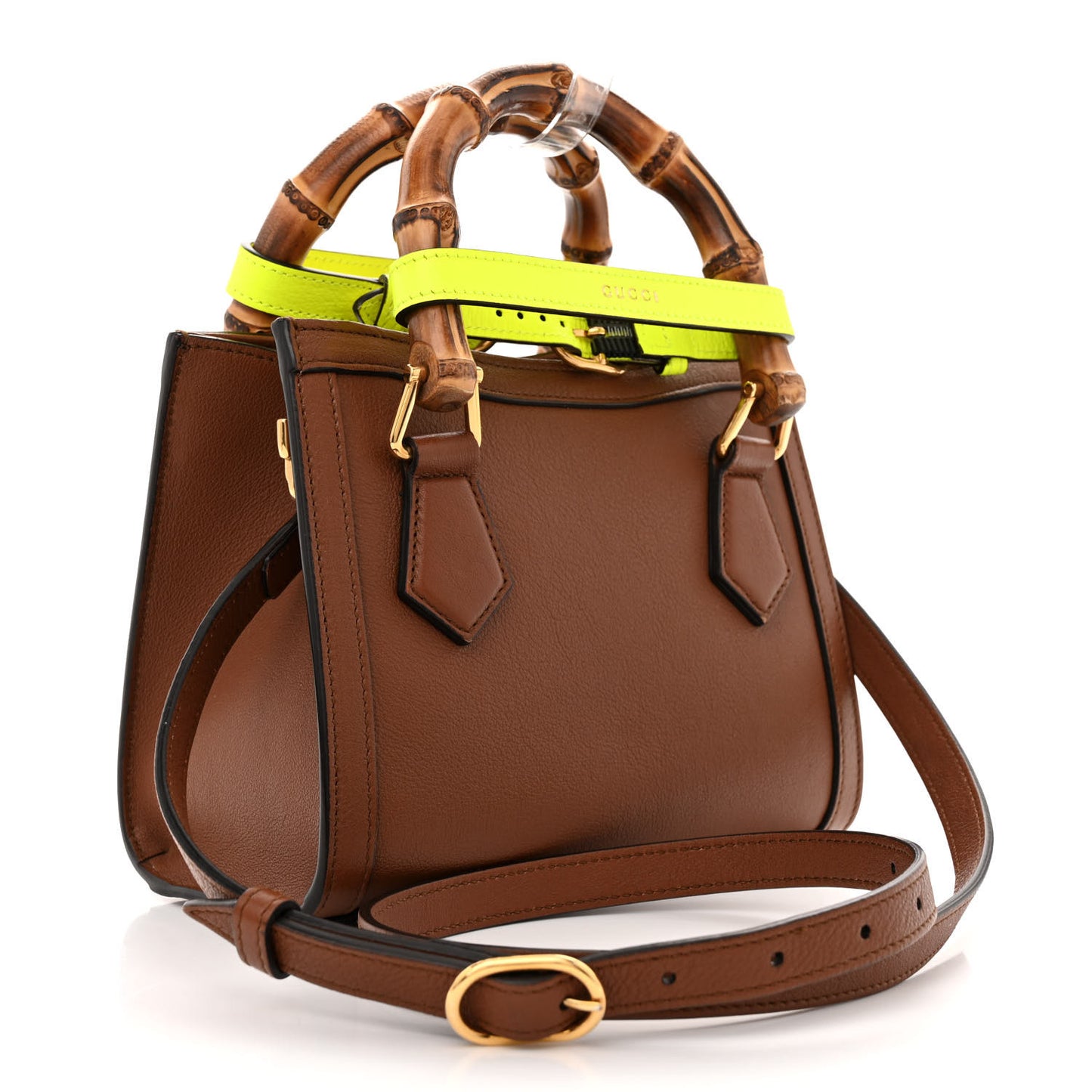 Wonka Grain Calfskin Mini Diana Tote Bag Cuir Yellow Fluo