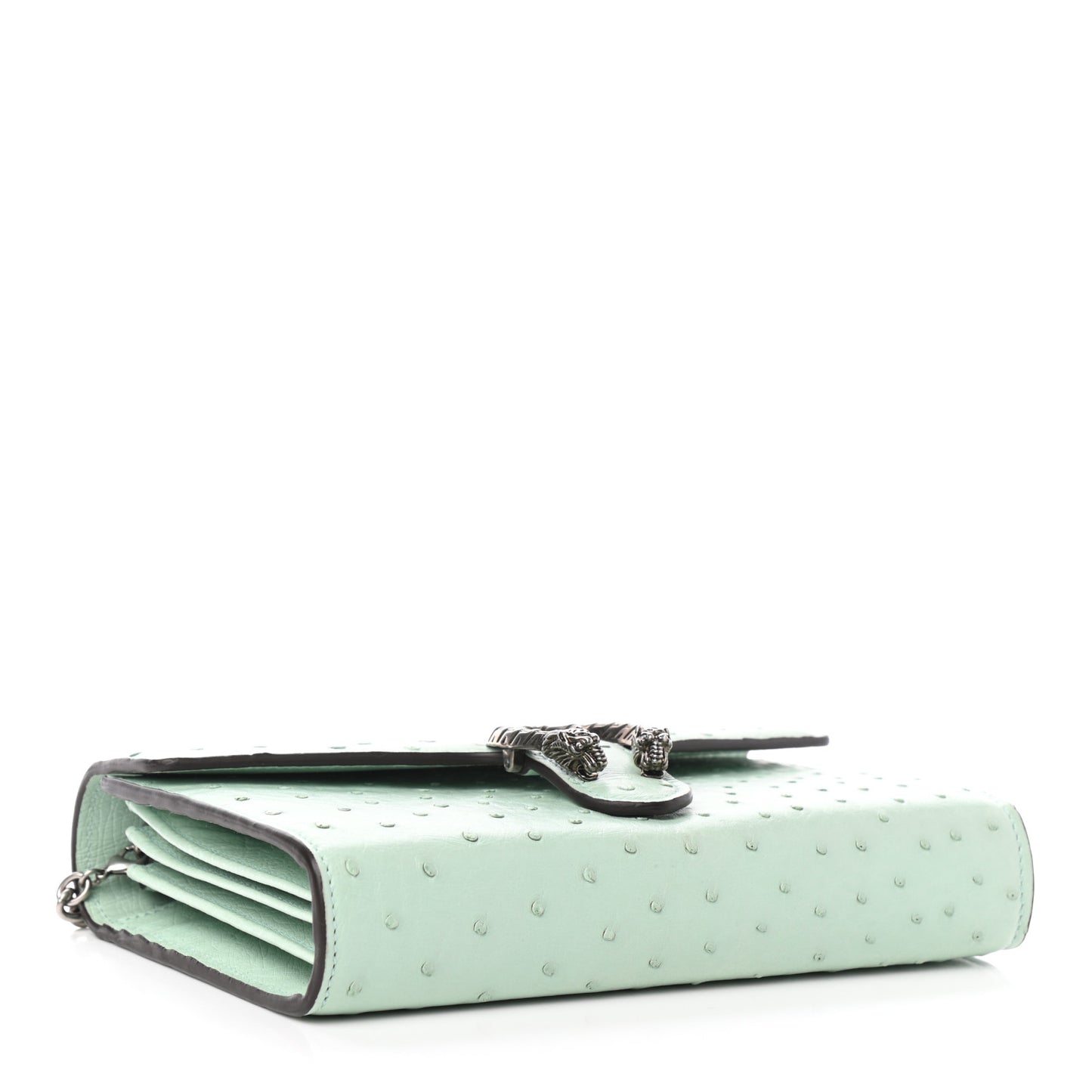 Ostrich Mini Dionysus Chain Wallet Light Green