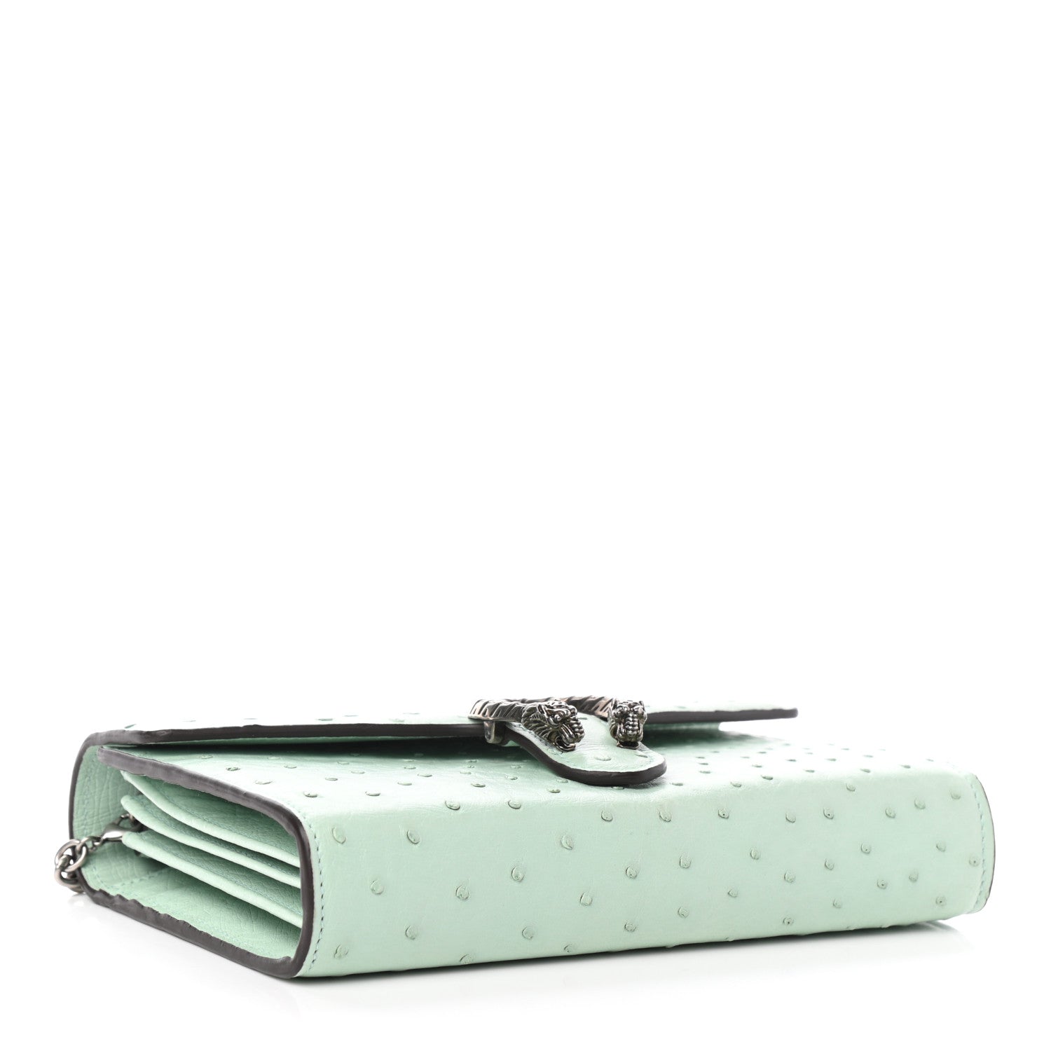 Gucci Ostrich Mini Dionysus Chain Wallet Light Green 4 of 9