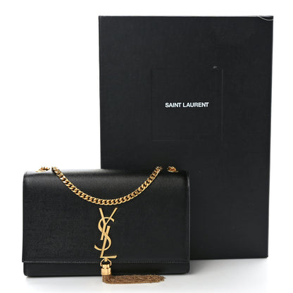 Saint Laurent Grain De Poudre Medium Classic Monogram Kate Tassel Satchel Black 9 of 9