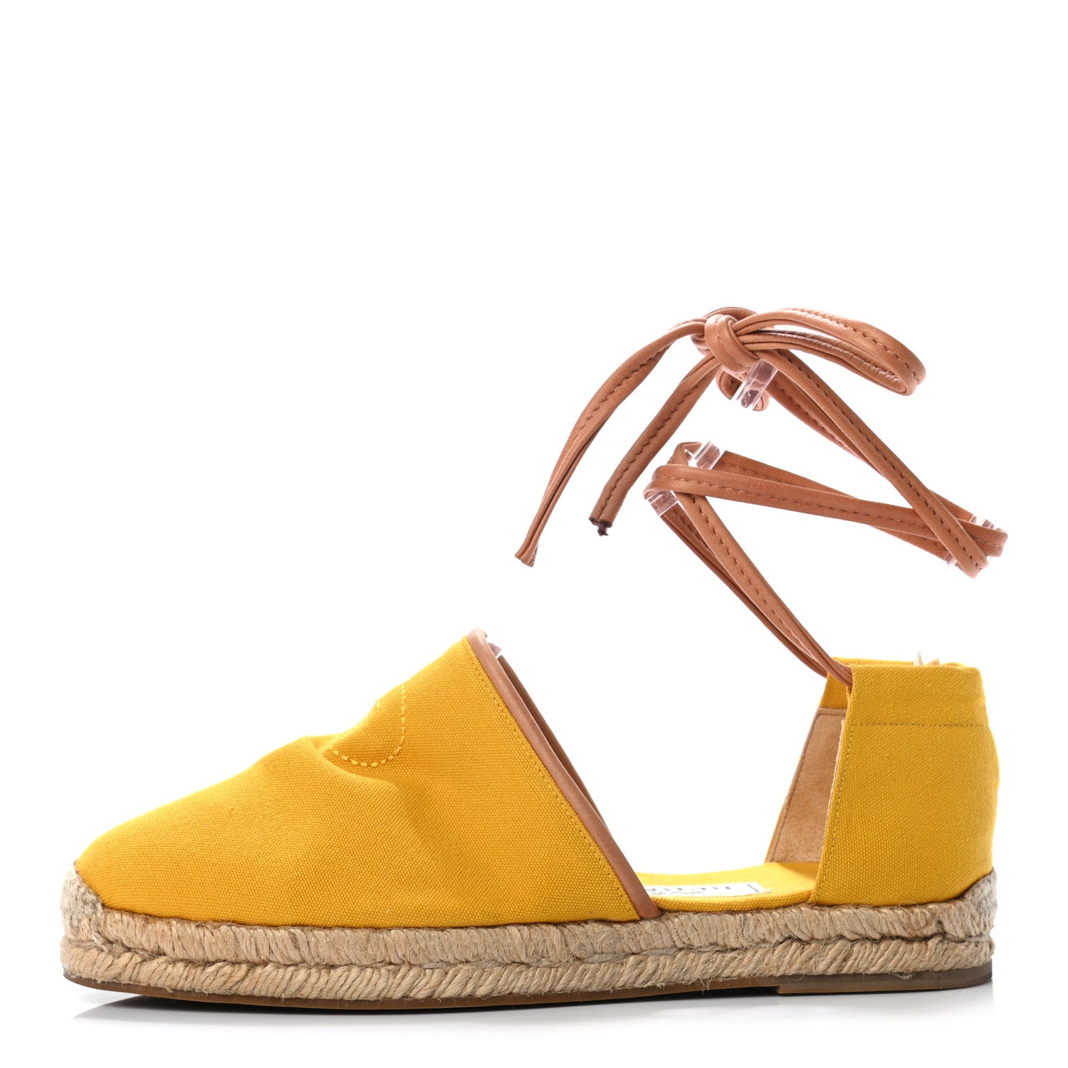 Hermes Canvas Womens Ankle Wrap Espadrilles Flats 38 1 of 9