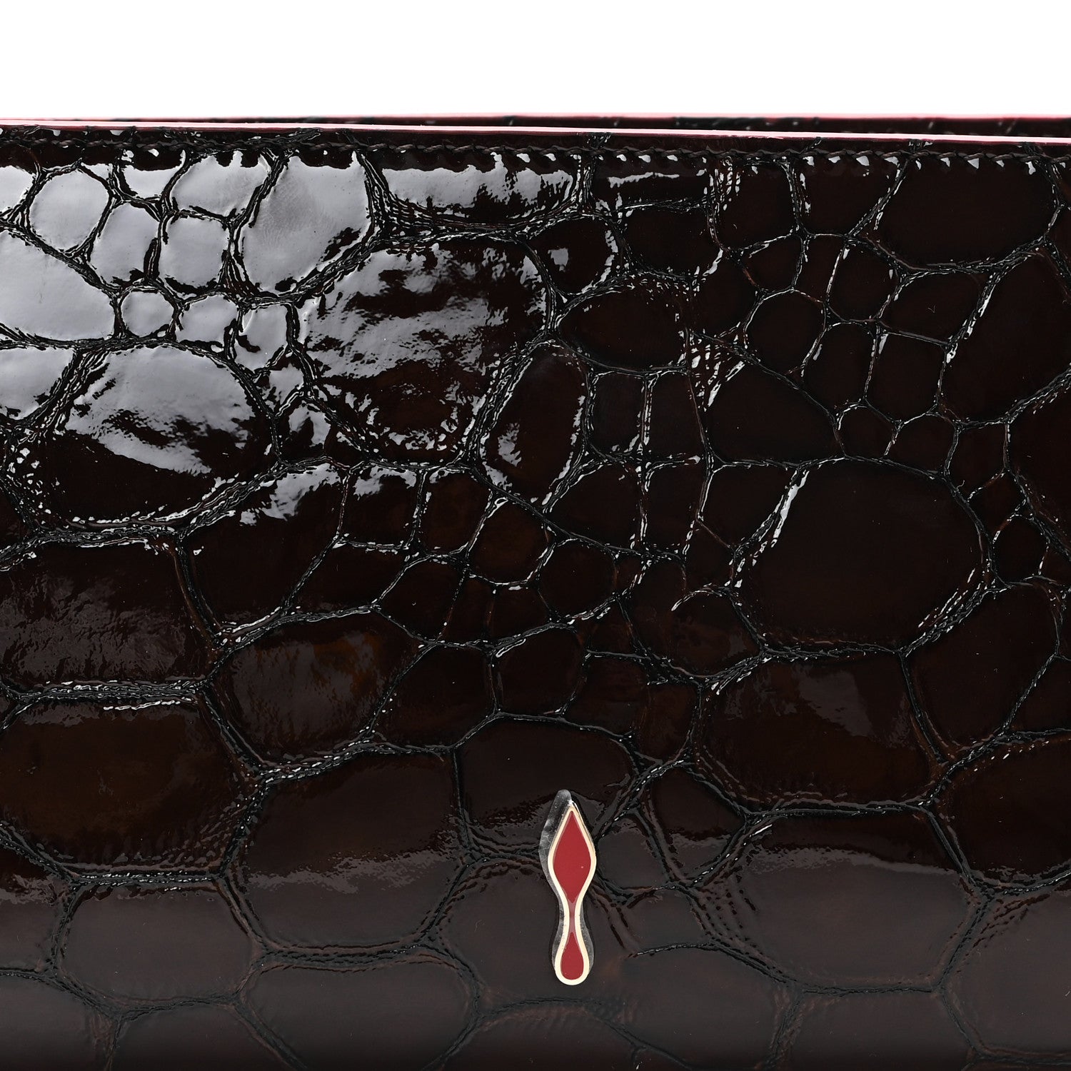 Christian Louboutin Calfskin Crocodile Embossed Pony Hair Leopard Print Eloise Top Handle Bag Brown 7 of 9