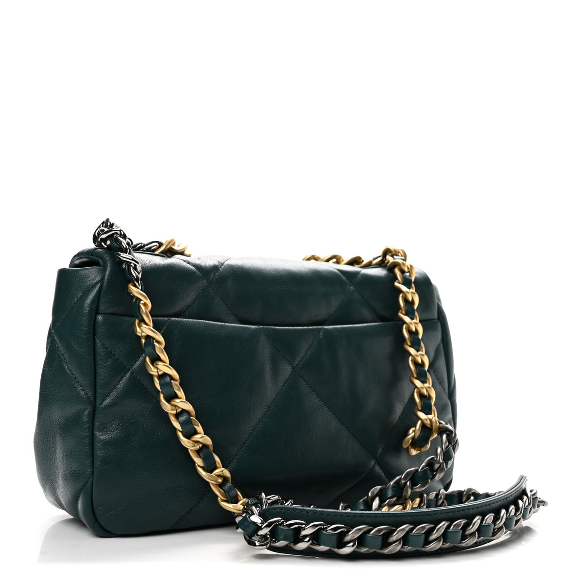 Chanel Goatskin Quilted Medium Chanel 19 Flap Dark Blue 3 of 14