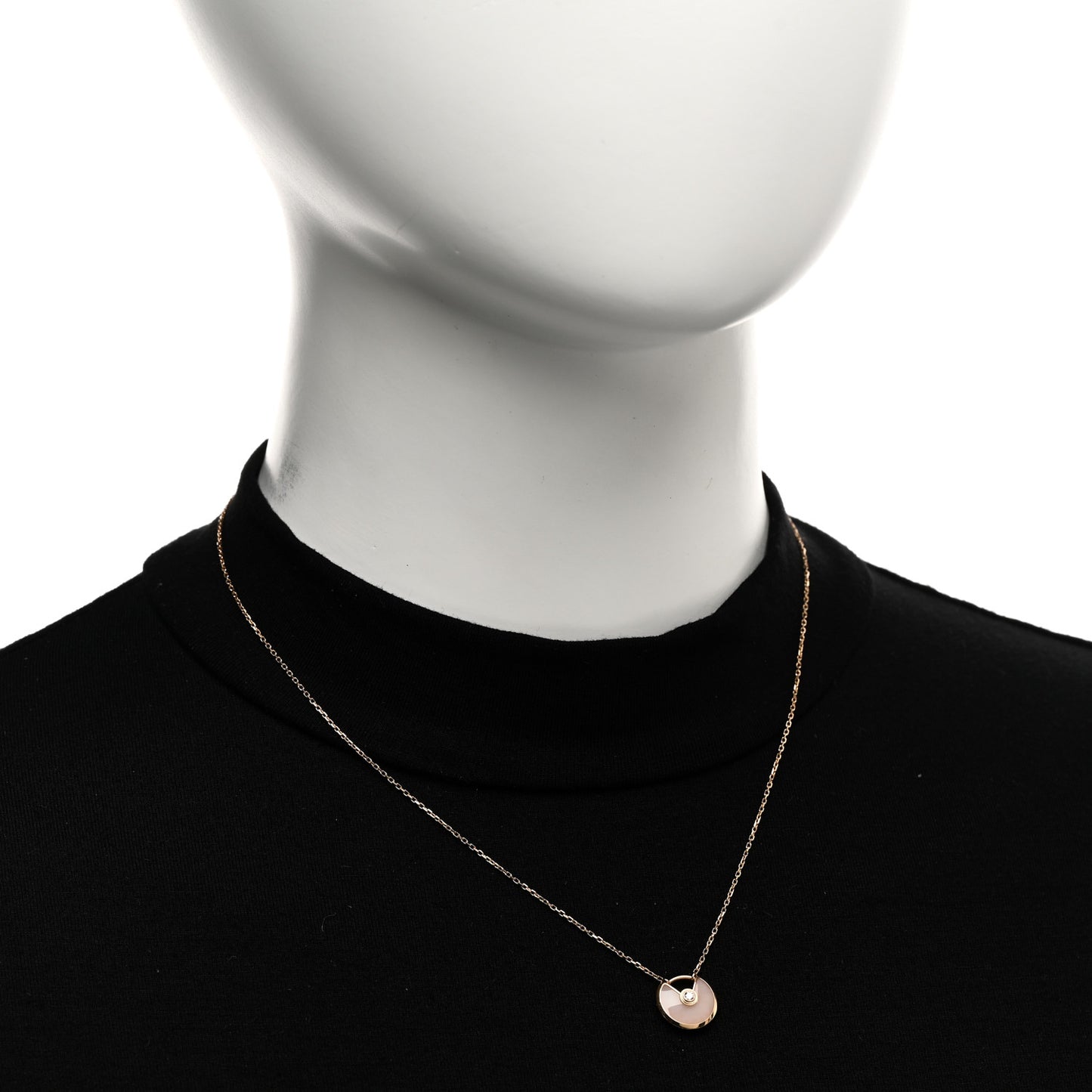 18K Pink Gold Diamond Pink Opal XS Amulette de Cartier Pendant Necklace