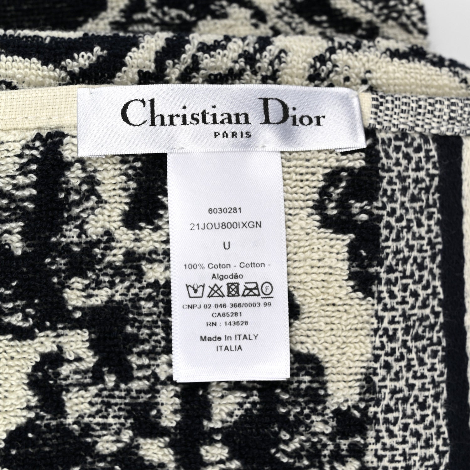 Christian Dior Cotton Toile De Jouy Reverse Towel Blue Ivory 3 of 3