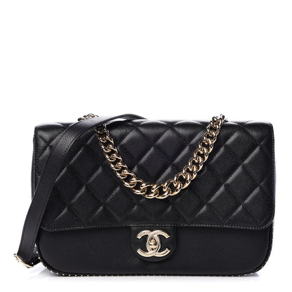 Chanel Caviar Quilted Large Studded Flap Black 1 of 8