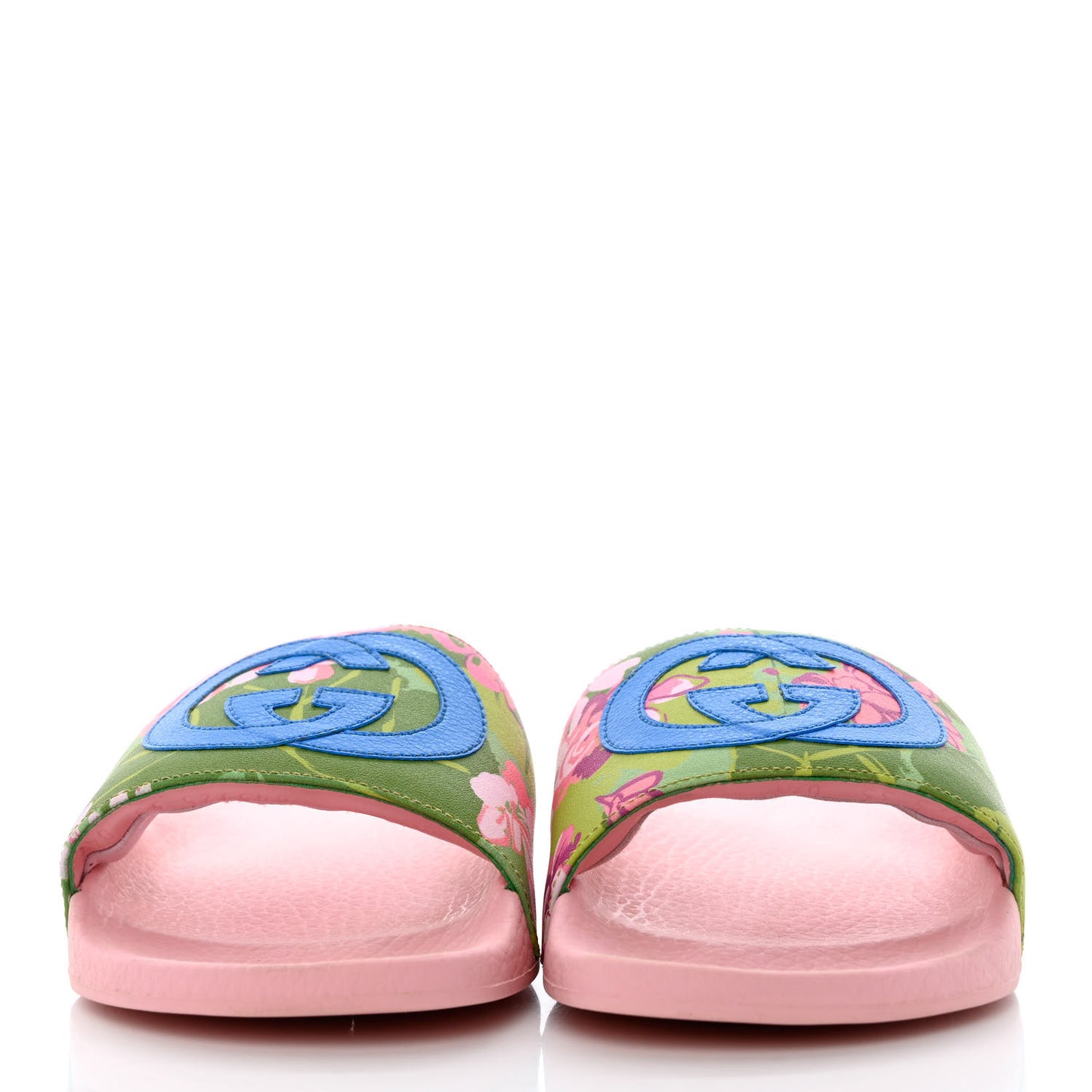 X KEN SCOTT Rubber Infinity Zia Interlocking G Womens Pool Slide Sandals 38 Green Lilac Bright Splash
