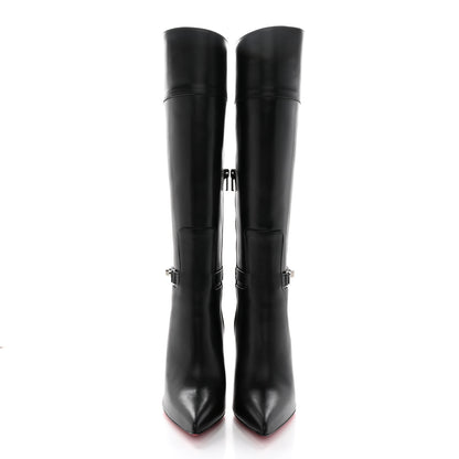 Christian Louboutin Calfskin Lock Kate Botta 100 Knee High Boots 38.5 Black 2 of 8