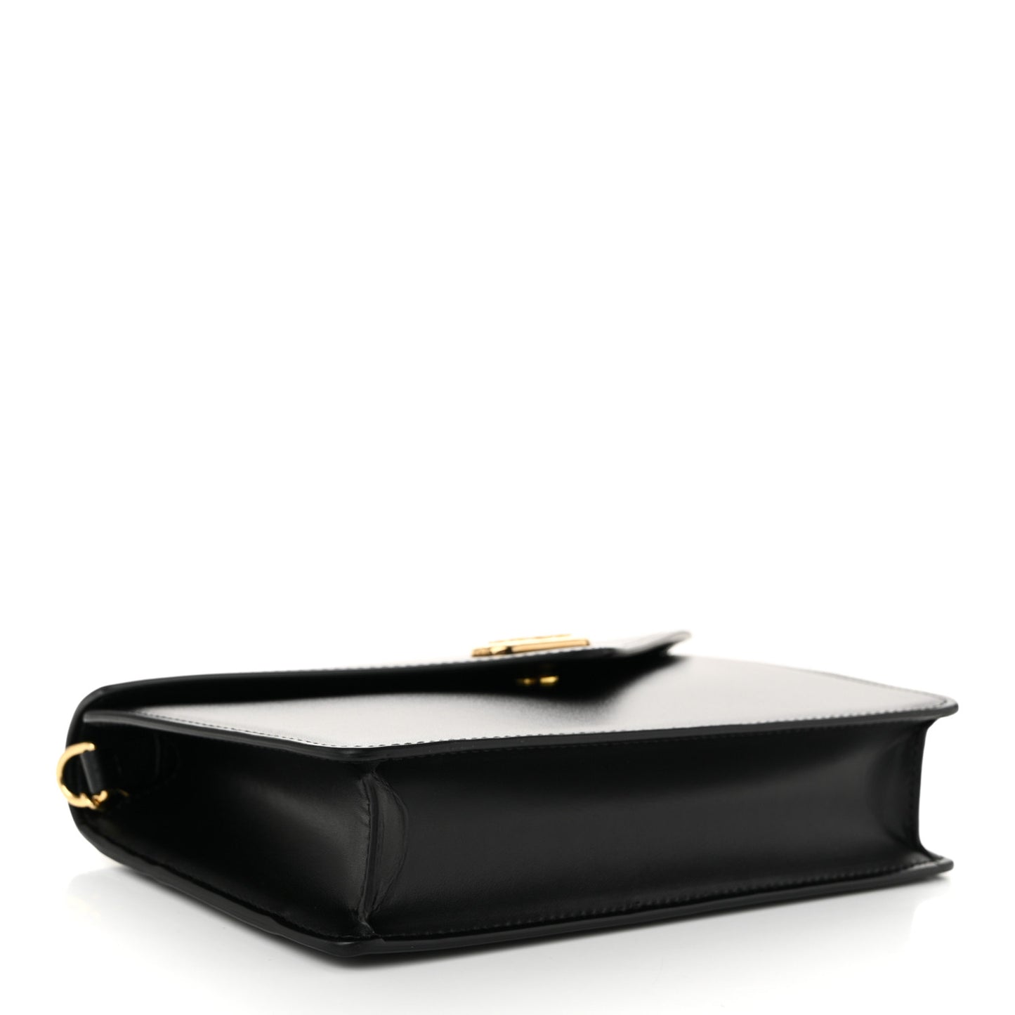 Shiny Calfskin Triomphe Maillon Wallet on Chain Black