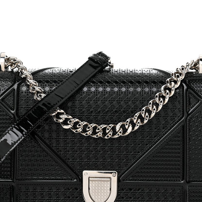 Christian Dior Metallic Patent Micro-Cannage Medium Diorama Flap Bag Graphite 9 of 11