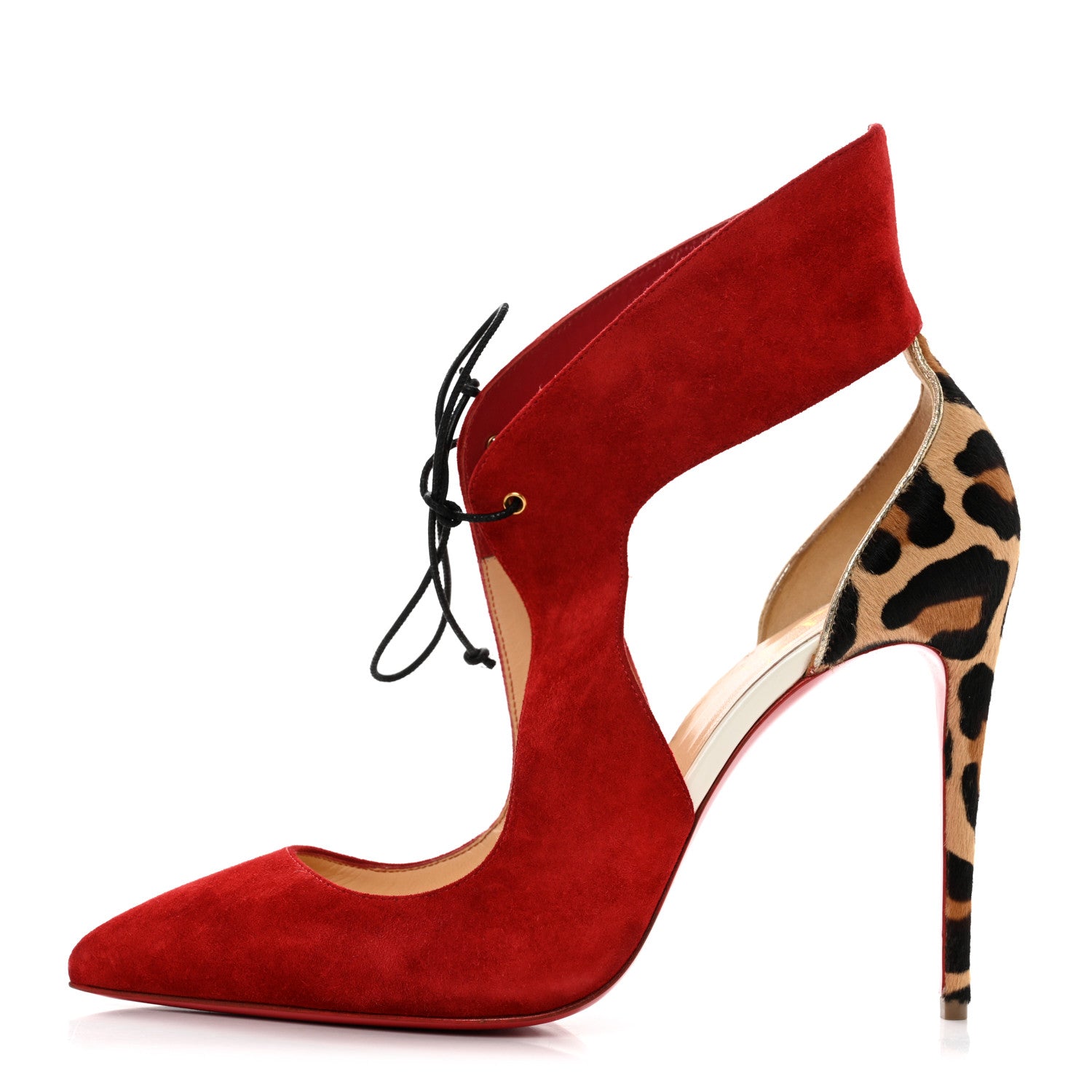 Christian Louboutin Veau Velours Pony Hair Ferme Rouge 100 Pumps 40.5 Rougissime 1 of 8