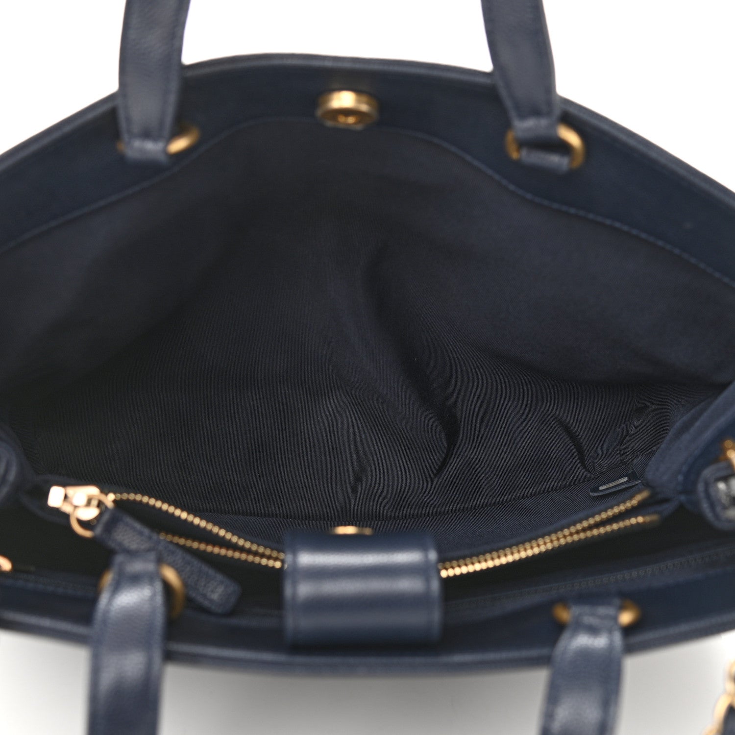 Chanel Lambskin Caviar Lovely Chains Shopping Tote Black Navy 5 of 13