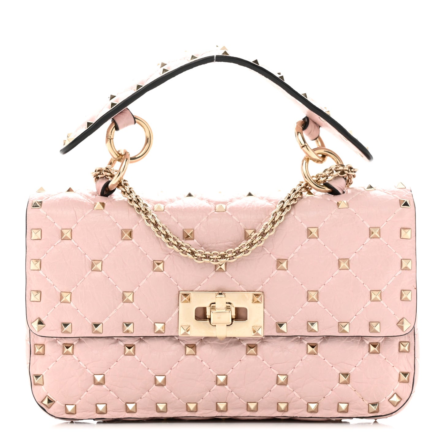 Nappa Small Rockstud Spike Shoulder Bag Water Rose