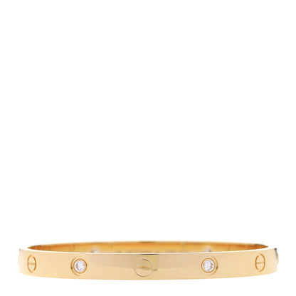 Cartier 18K Yellow Gold 4 Diamond LOVE Bracelet 18 2 of 9