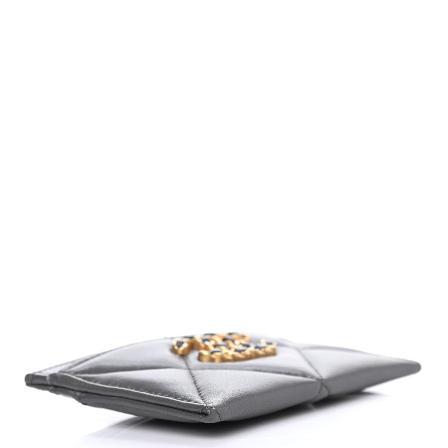 Chanel Lambskin Quilted Chanel 19 Card Holder Dark Grey 3 of 4