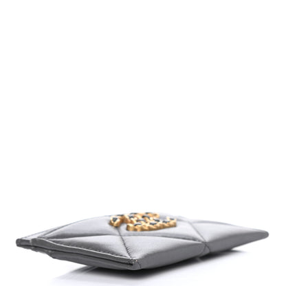 Chanel Lambskin Quilted Chanel 19 Card Holder Dark Grey 3 of 4