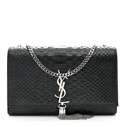 Saint Laurent Snakeskin Medium Classic Monogram Kate Tassel Satchel Black 1 of 15