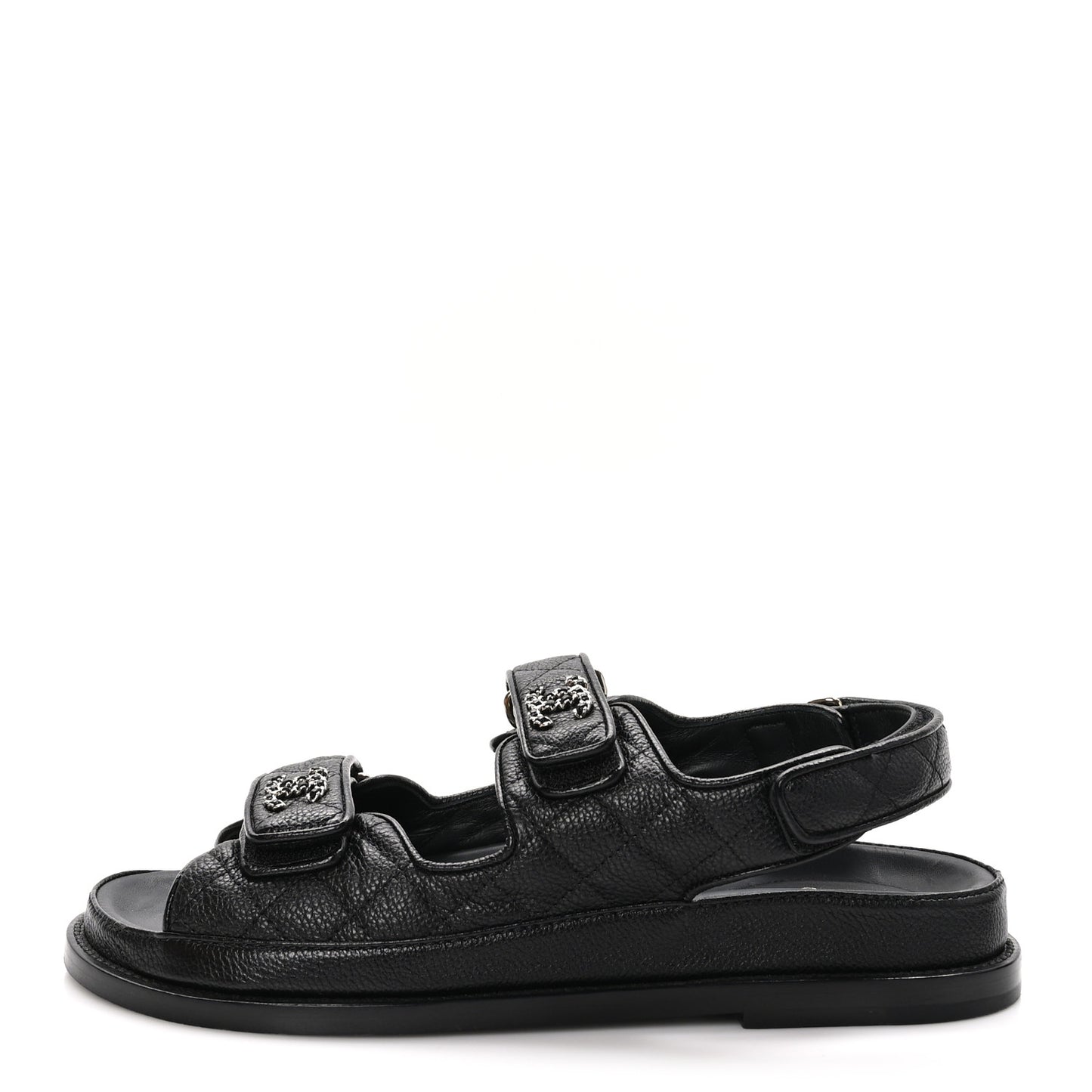 Grained Calfskin Velcro Dad Sandals 39 Black