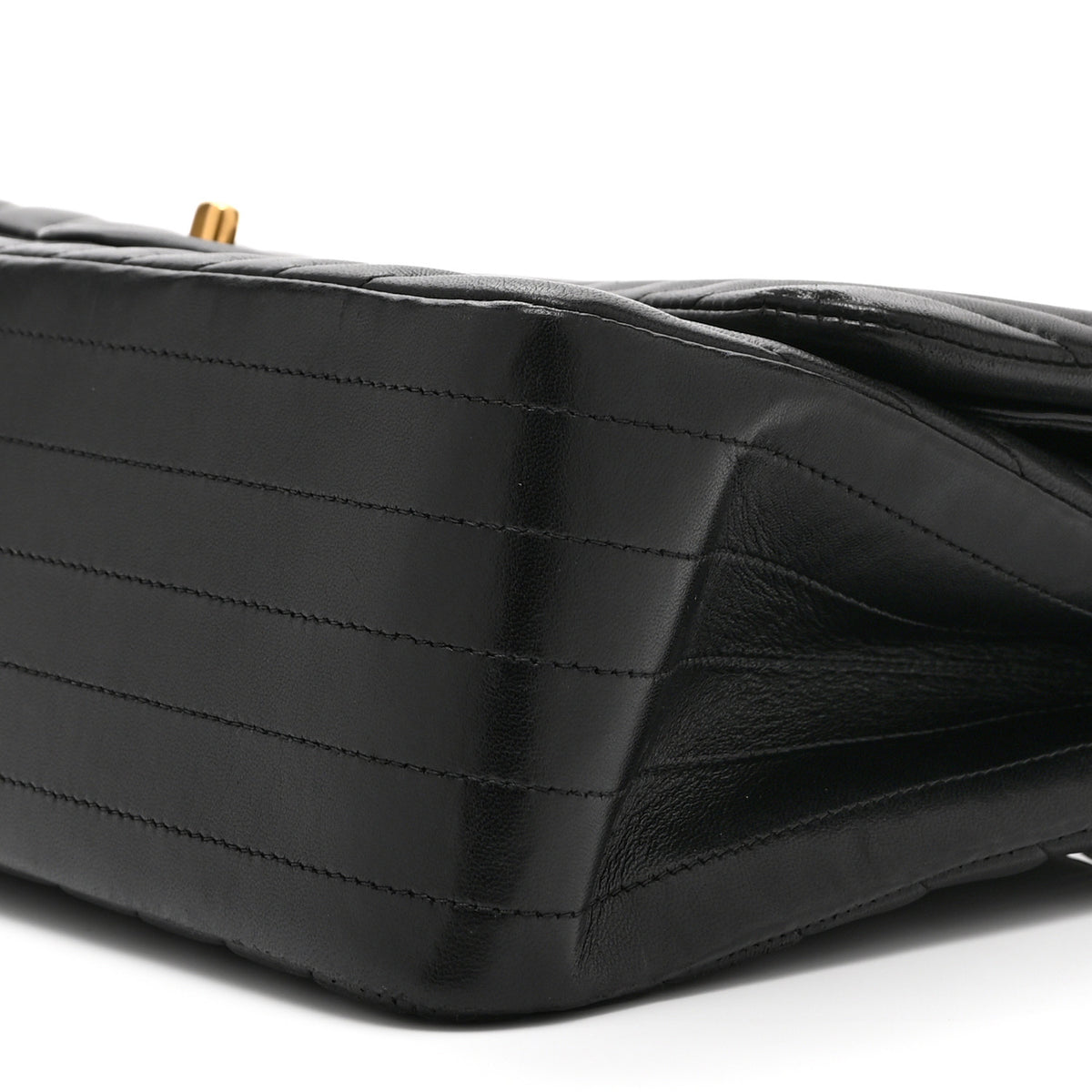 Lambskin Chevron Quilted Jumbo Double Flap Black