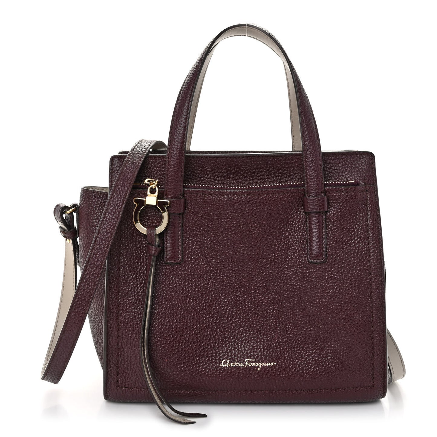 Hammered Calfskin Double Handle Small Amy Tote Red