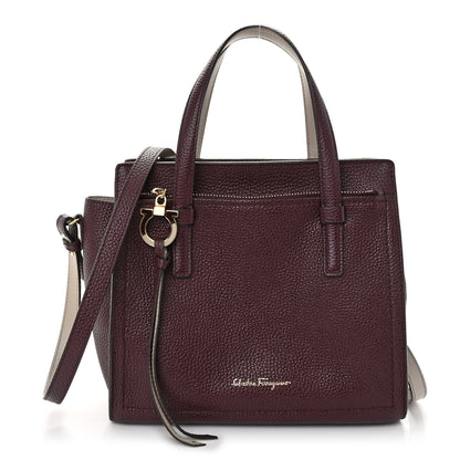 Salvatore Ferragamo Hammered Calfskin Double Handle Small Amy Tote Red 1 of 10