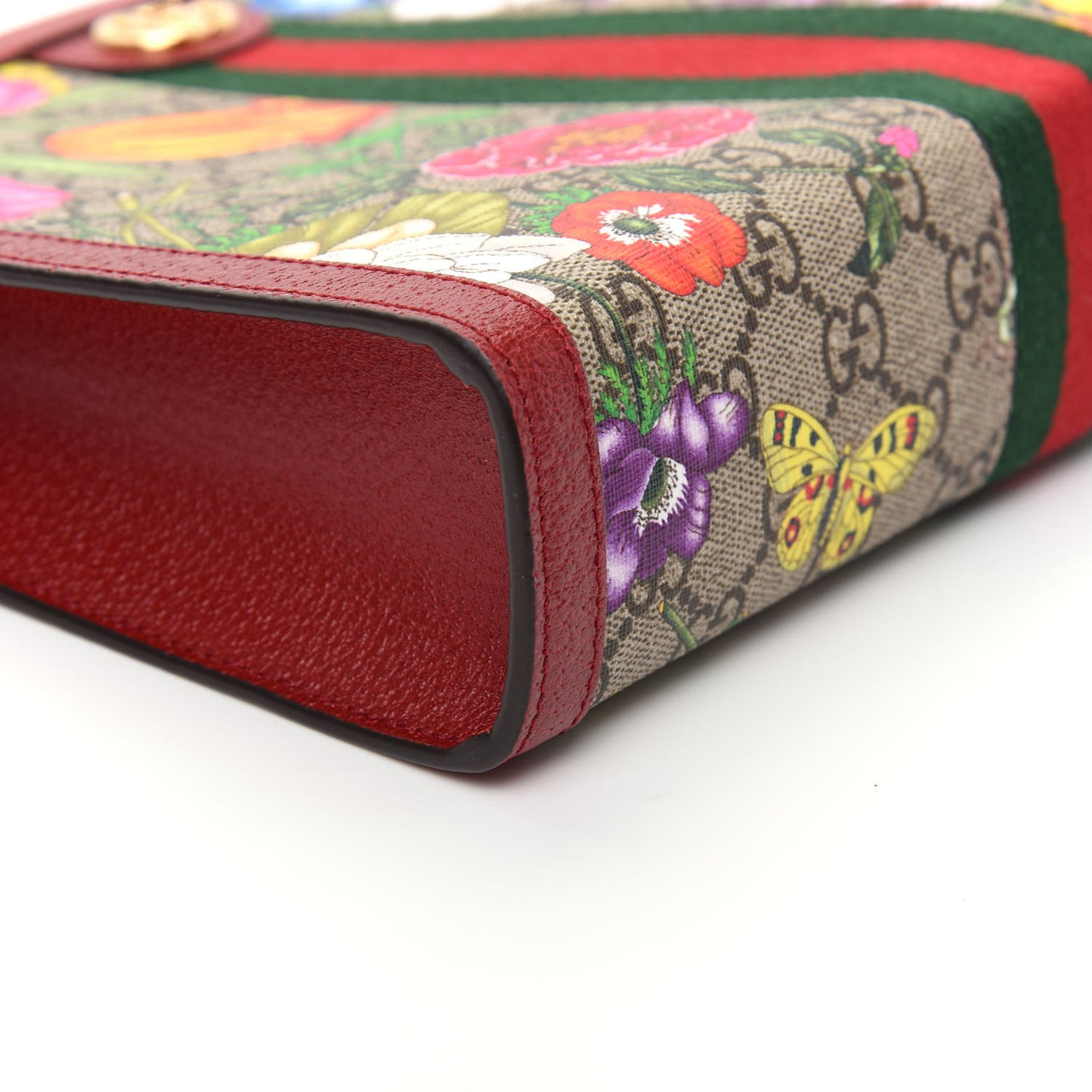 GG Supreme Monogram Flora Web Ophidia Pouch Red