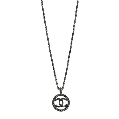 Chanel Ruthenium Pearl CC Round Pendant Necklace 1 of 5