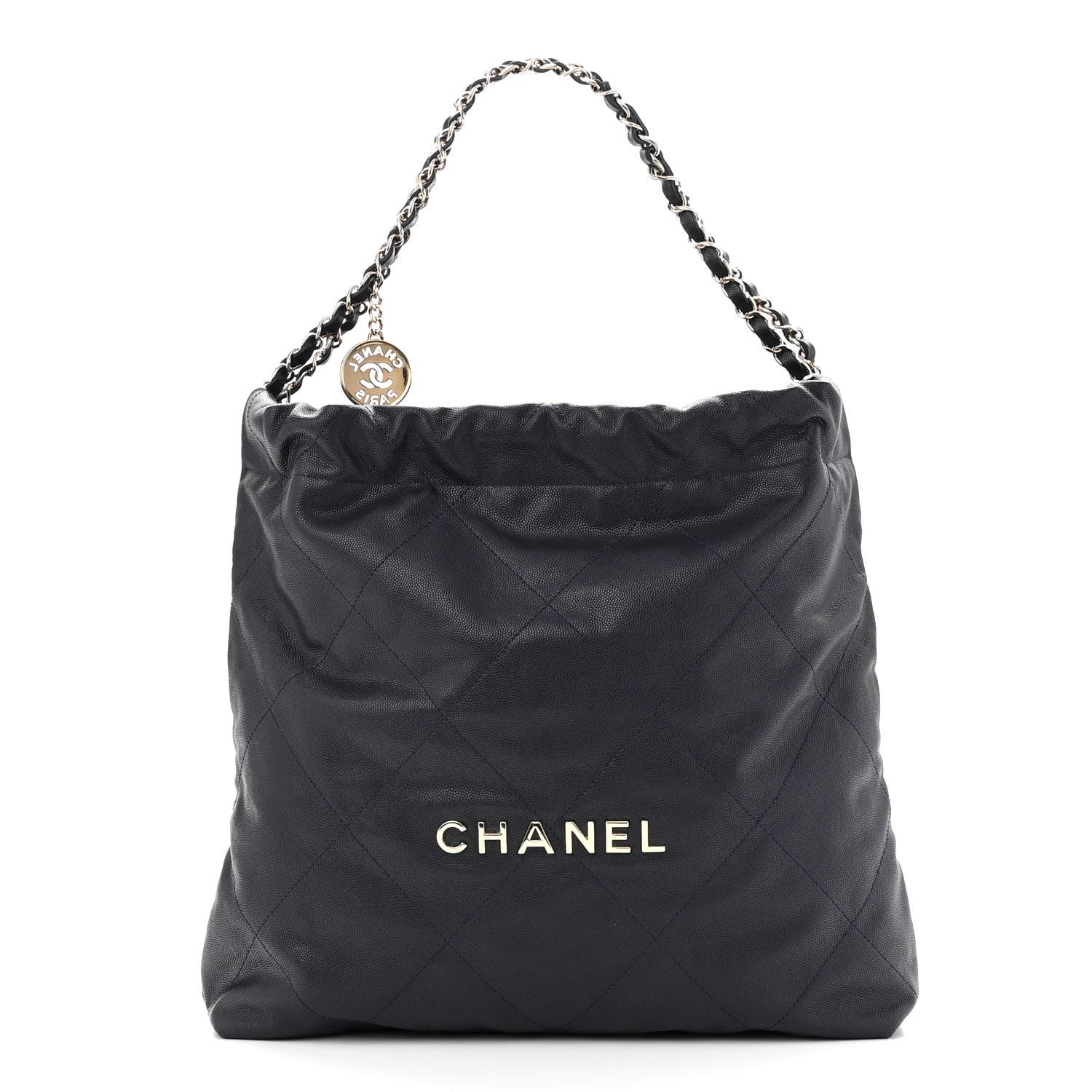 Chanel Shiny Caviar Quilted Small Chanel 22 Dark Blue 3 of 11