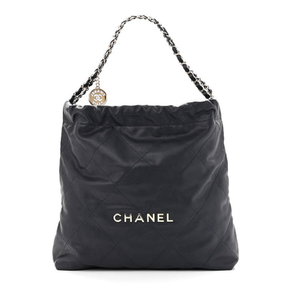 Chanel Shiny Caviar Quilted Small Chanel 22 Dark Blue 3 of 11