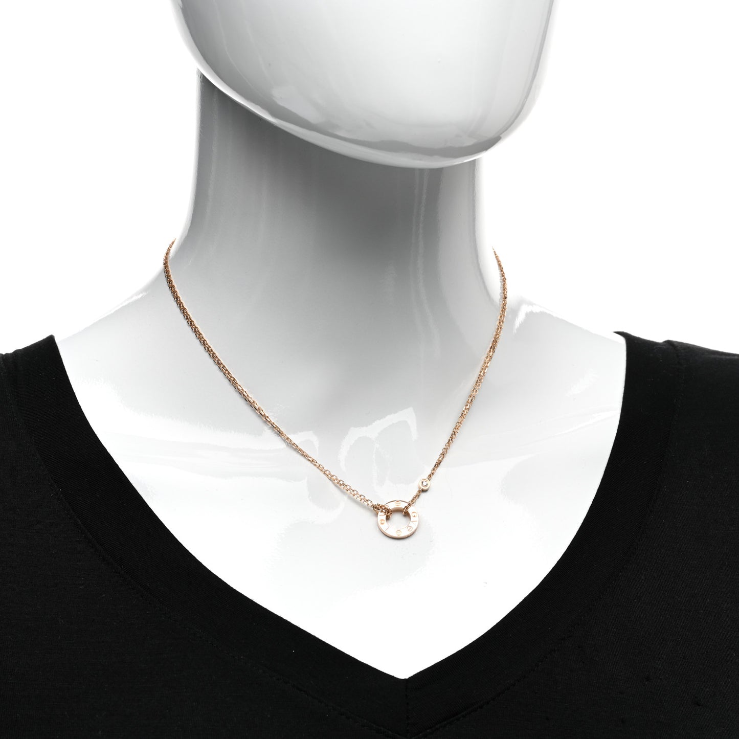 18K Pink Gold 2 Diamond LOVE Necklace